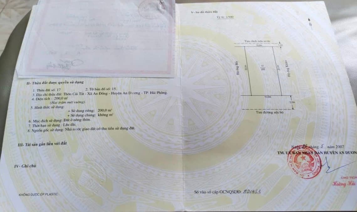 Bán đất Đ. Cái Tắt, X. An Đồng, H. An Dương, Tp. Hải Phòng