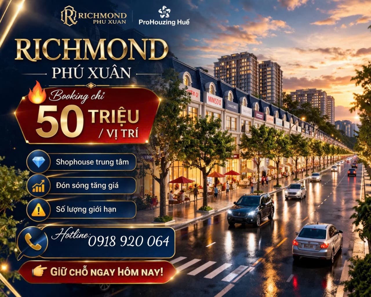 Bán shophouse, nhà phố thương mại Phú Xuân City, P. Xuân Phú, Tp. Huế, T. Thừa Thiên Huế