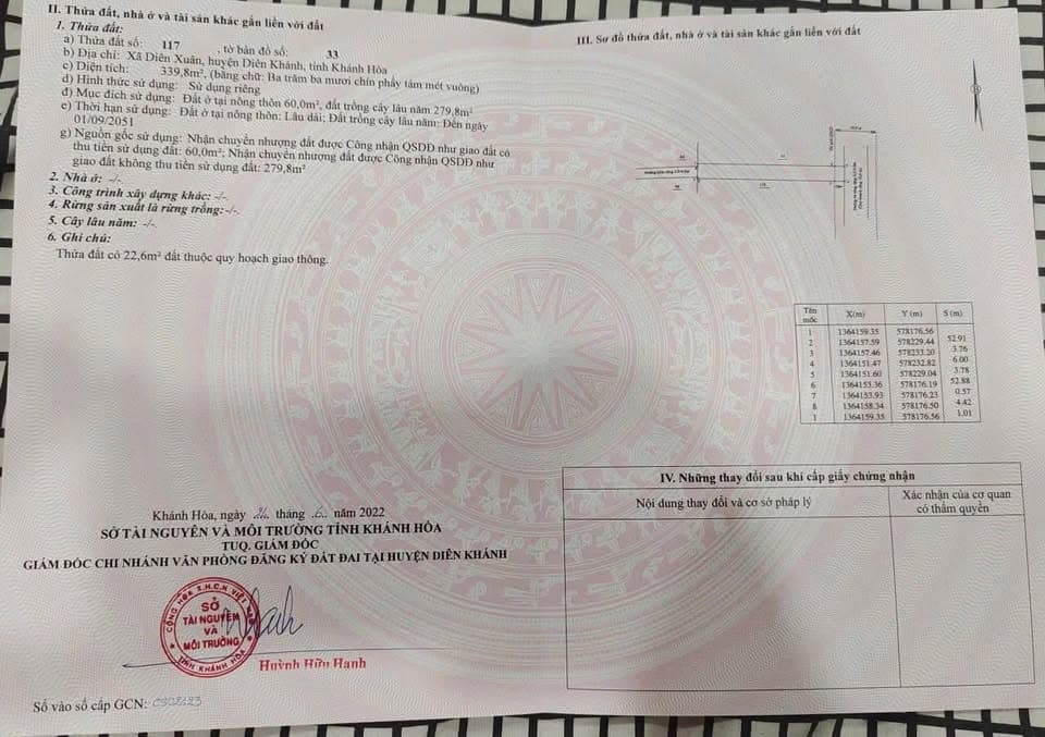 Bán đất X. Diên Lâm, H. Diên Khánh, T. Khánh Hòa - Ảnh 2