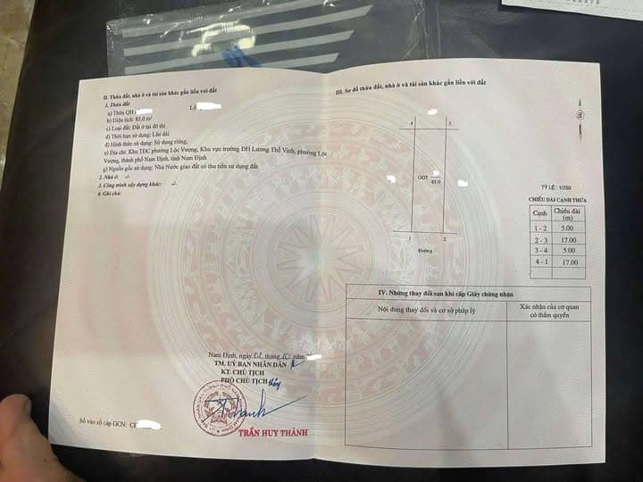 Bán đất Đ. Lương Thế Vinh, P. Lộc Vượng, Tp. Nam Định, T. Nam Định