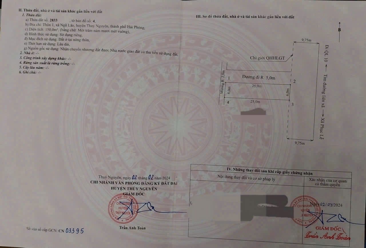 Bán đất X. Phục Lễ, H. Thủy Nguyên, Tp. Hải Phòng