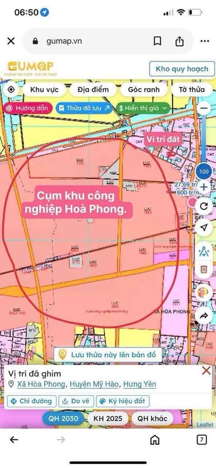 Bán đất X. Hòa Phong, Tx. Mỹ Hào, T. Hưng Yên