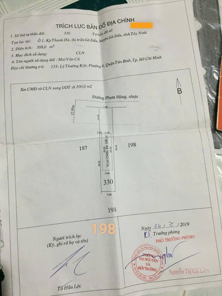 Bán đất Tt. Gò Dầu, H. Gò Dầu, T. Tây Ninh