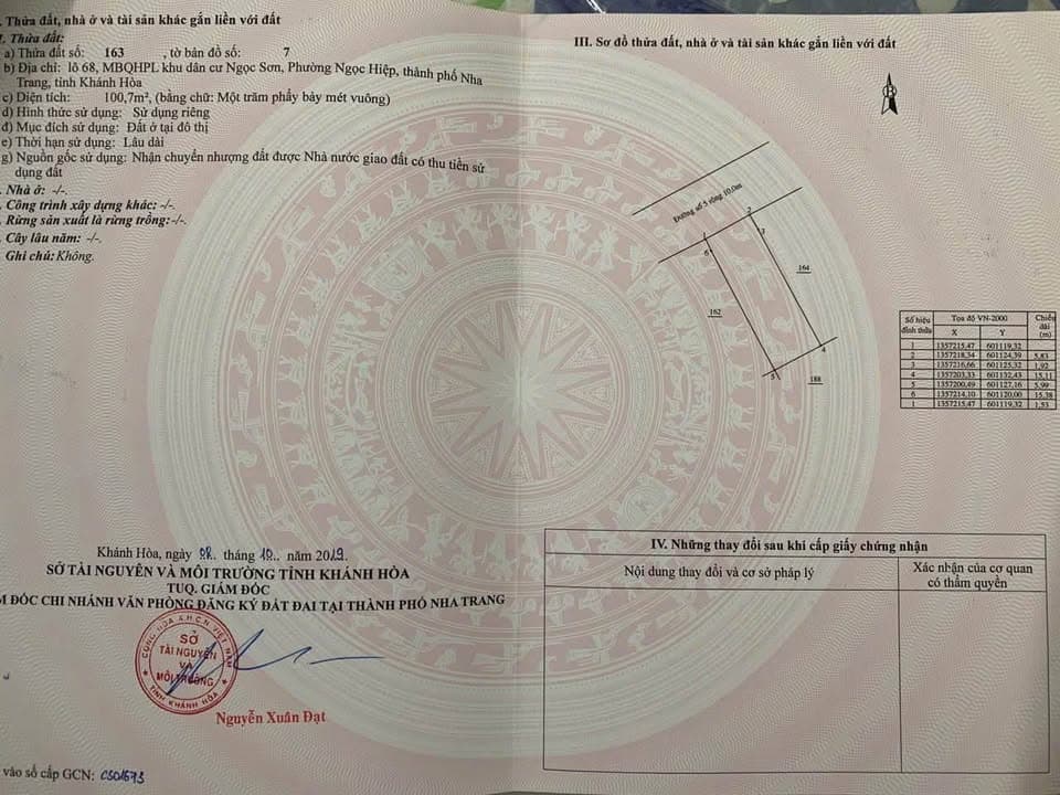 Bán đất Đ. Ngọc Sơn, P. Ngọc Hiệp, Tp. Nha Trang, T. Khánh Hòa