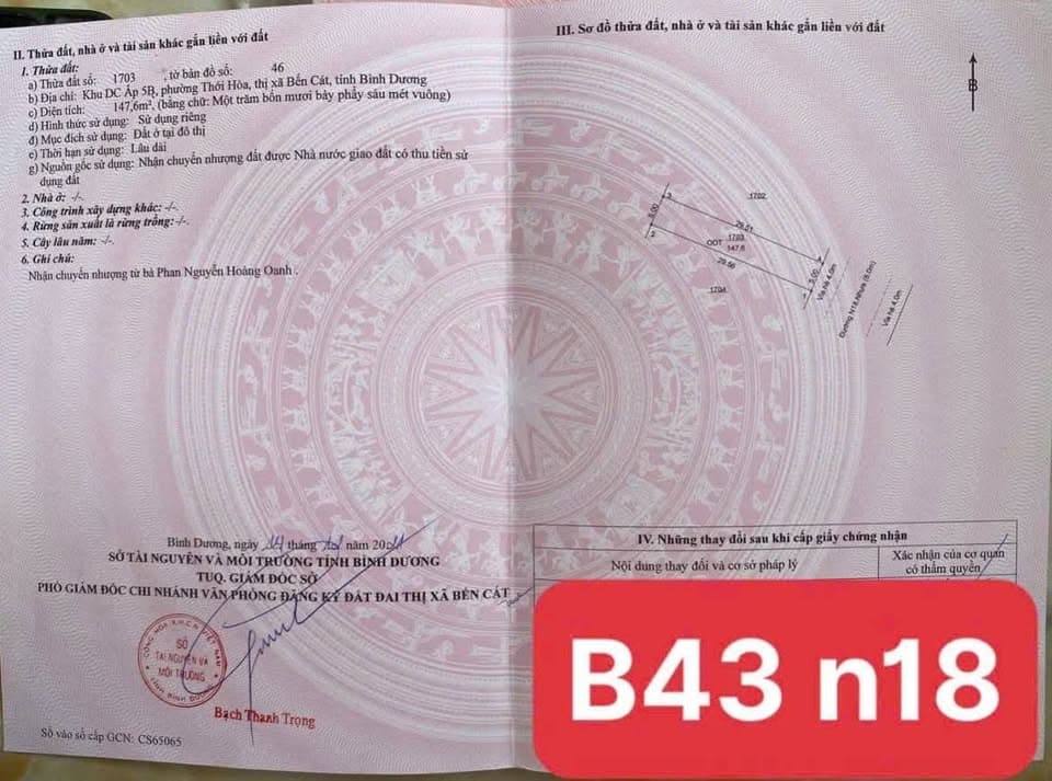 Bán đất P. Tân An, Tp. Thủ Dầu Một, T. Bình Dương - Ảnh 2