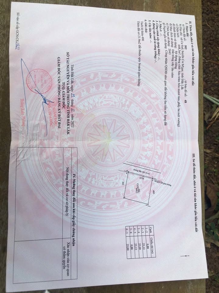 Bán đất X. Cư Suê, H. Cư M'gar, T. Đắk Lắk