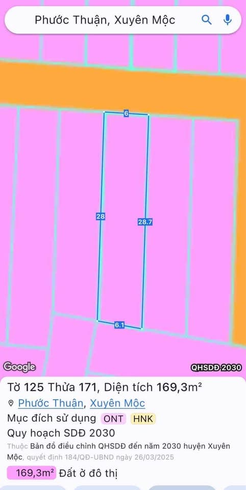 Bán đất Tt. Long Điền, H. Long Điền, T. Bà Rịa - Vũng Tàu