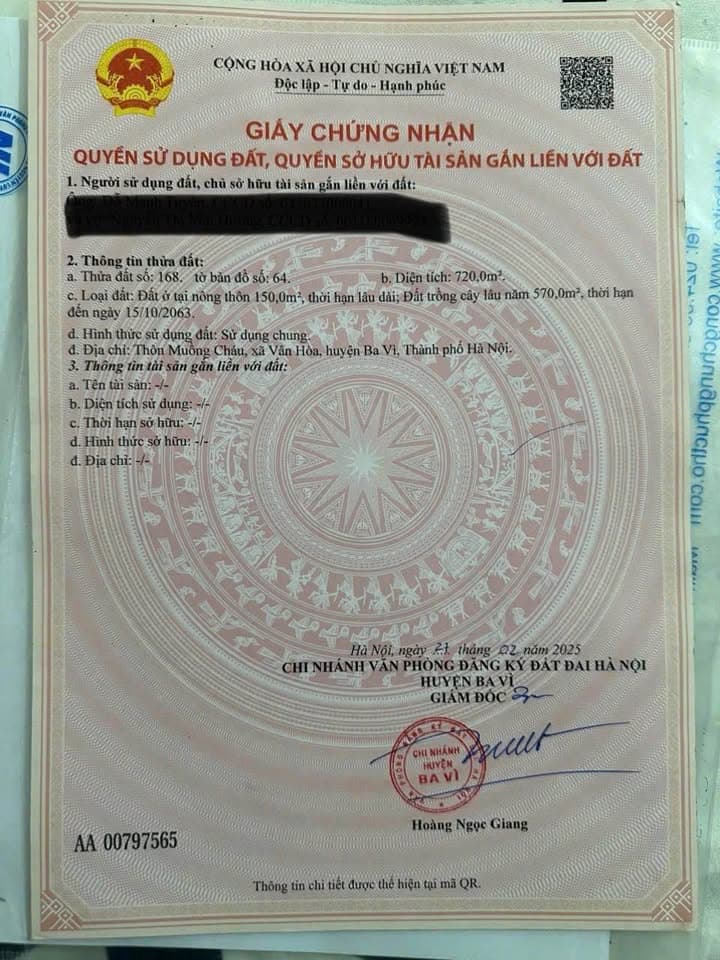 Bán đất X. Vân Hòa, H. Ba Vì, Tp. Hà Nội