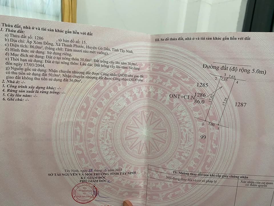 Bán đất X. Thanh Phước, H. Gò Dầu, T. Tây Ninh - Ảnh 3