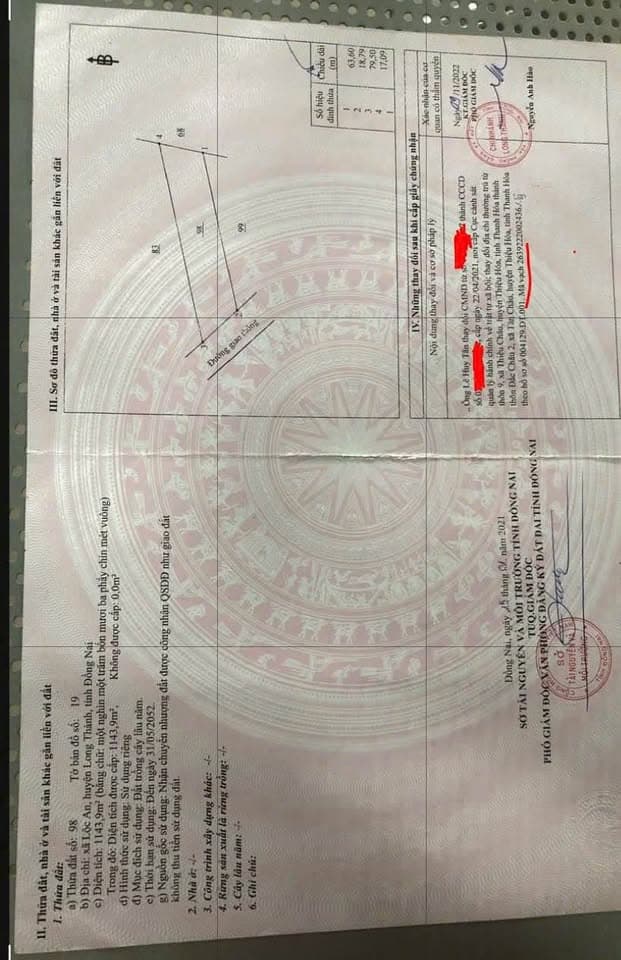 Bán đất X. Lộc An, H. Long Thành, T. Đồng Nai