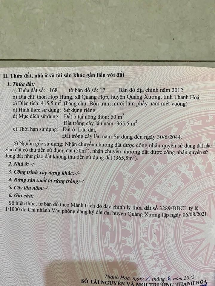 Bán đất X. Quảng Hợp, H. Quảng Xương, T. Thanh Hóa
