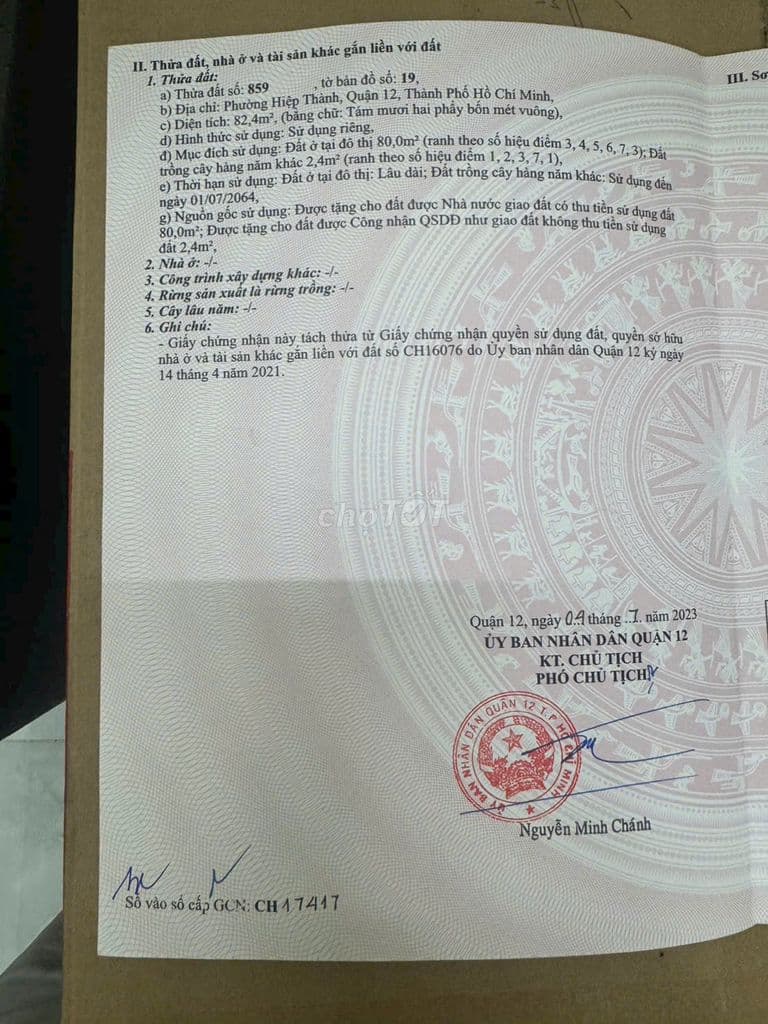 Đất bán mặt tiền quận 12, mặt tiền Hiệp thành 17, dt 4 x 22m