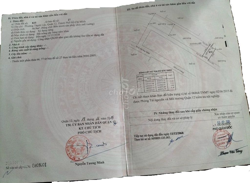 Bán đất giá rẽ sổ hồng riêng Q12