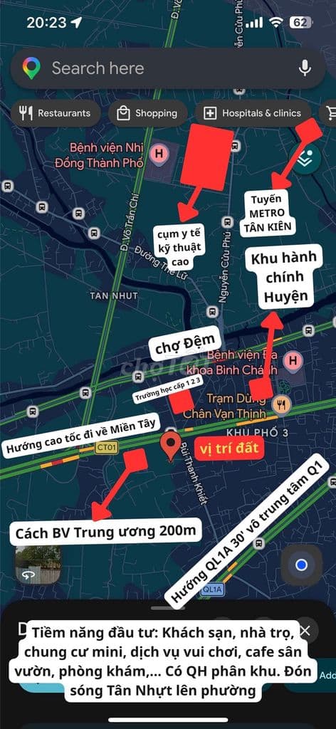 1170m2 Khu phố 3 Trung Tâm Tân Nhựt (Sẵn Thổ Cư) gần nhiều tiện ích - Ảnh 3