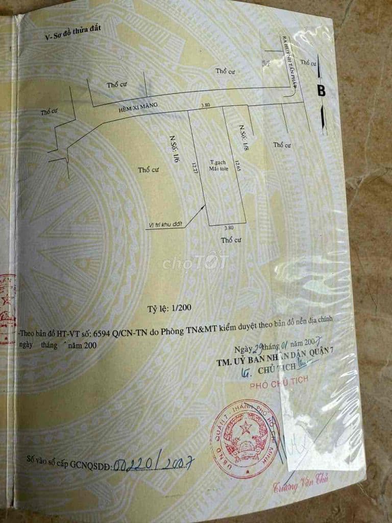 BÁN CĂN NHÀ CÁCH HẺM XE HƠI 30 m QUẬN 7