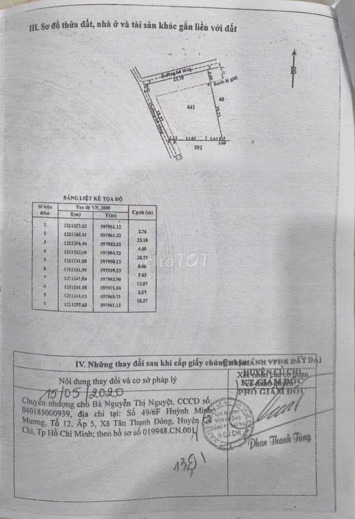 Đất đẹp 500m2 (20m x 23m) có 100m2 thổ cư cách Hà Duy Phiên 300m