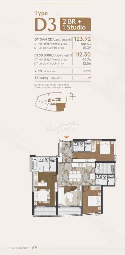 BÁN CĂN HỘ 3PN 3WC DỰ ÁN THE REGENCY TỪ CĐT PHÚ MỸ HƯNG