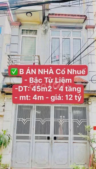 bán nhà 4 tầng Cổ Nhuế Bắc Từ Liêm giá 12 tỷ