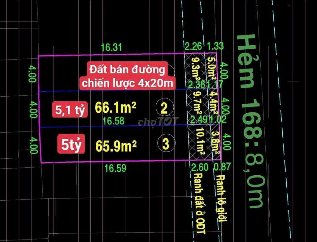 chính chủ cần bán 2 nền đất hẻm 168 Chiến Lược (4x20, xây dựng 16m) - Ảnh 3