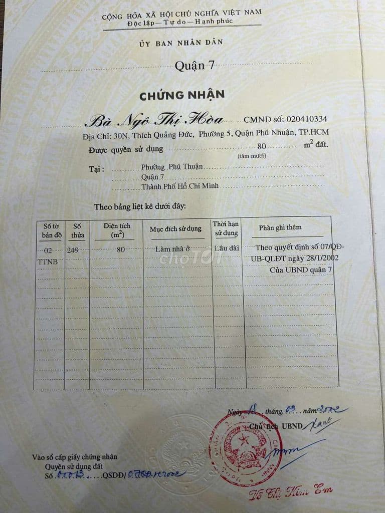 BÁN NHANH LÔ ĐẤT KDC TẠ NGỌC THẢO. HOÀNG QUỐC VIỆT. 5X16M. GIÁ 8.69 TỶ