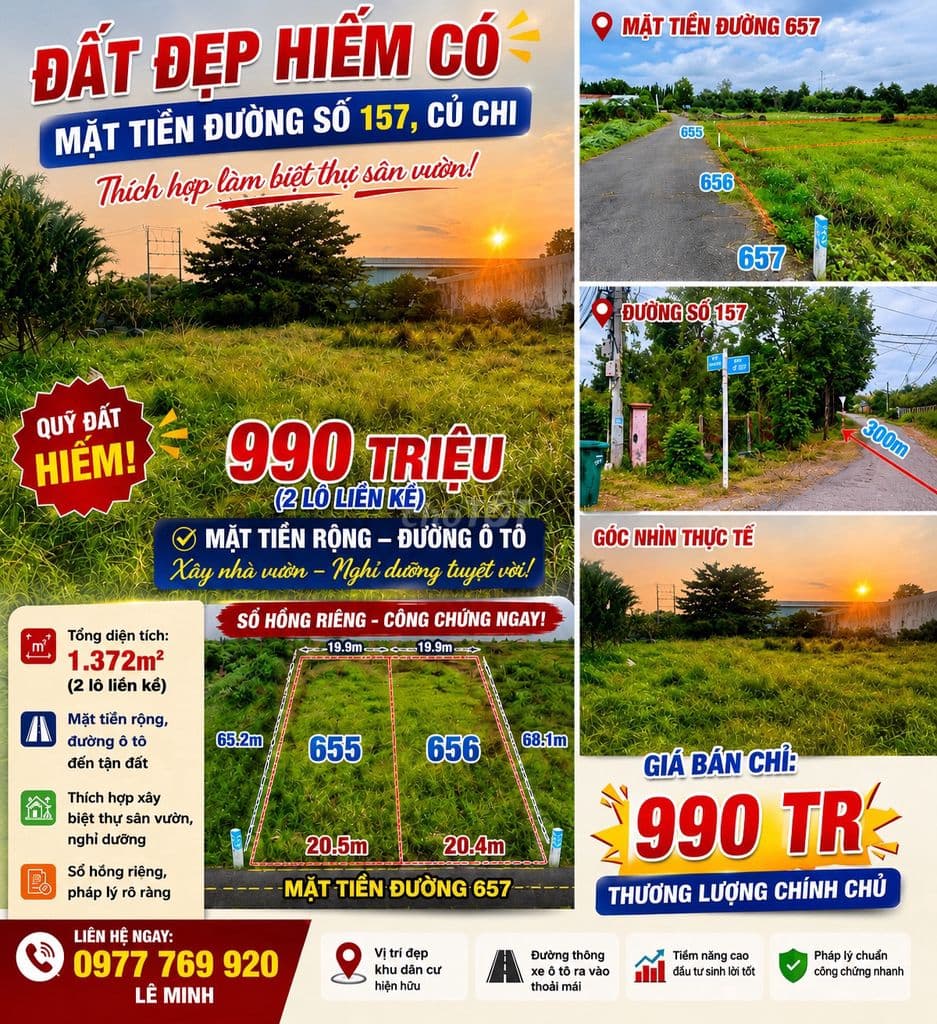 🔥 ĐẤT CÂY TRÔM MỸ KHÁNH – GẦN QL22 – 500m² – CHỈ 990 TRIỆU 🔥