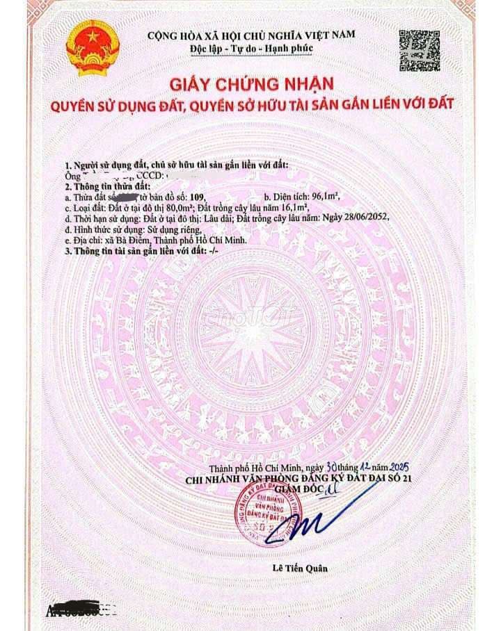 Bán nhà 5 x 19,20m Hẻm ôtô thông Xã Trung Chánh - Giáp Quận 12