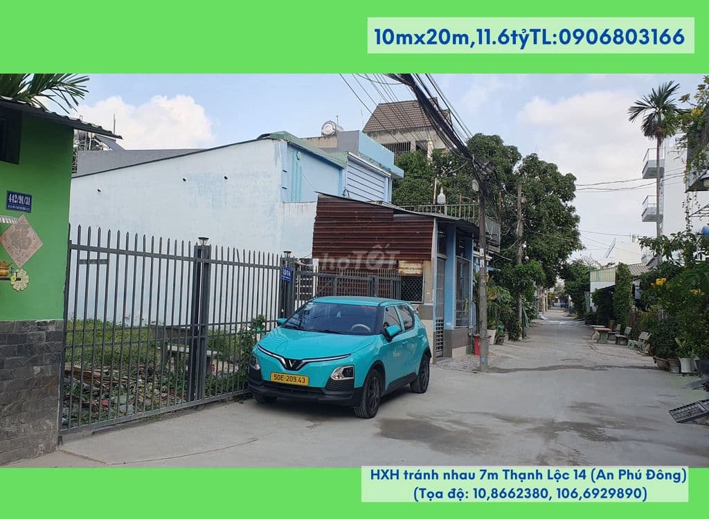 Bán đất chính chủ,10mx20m,HXH tránh nhau 7m Thạnh Lộc 14 (An Phú Đông)