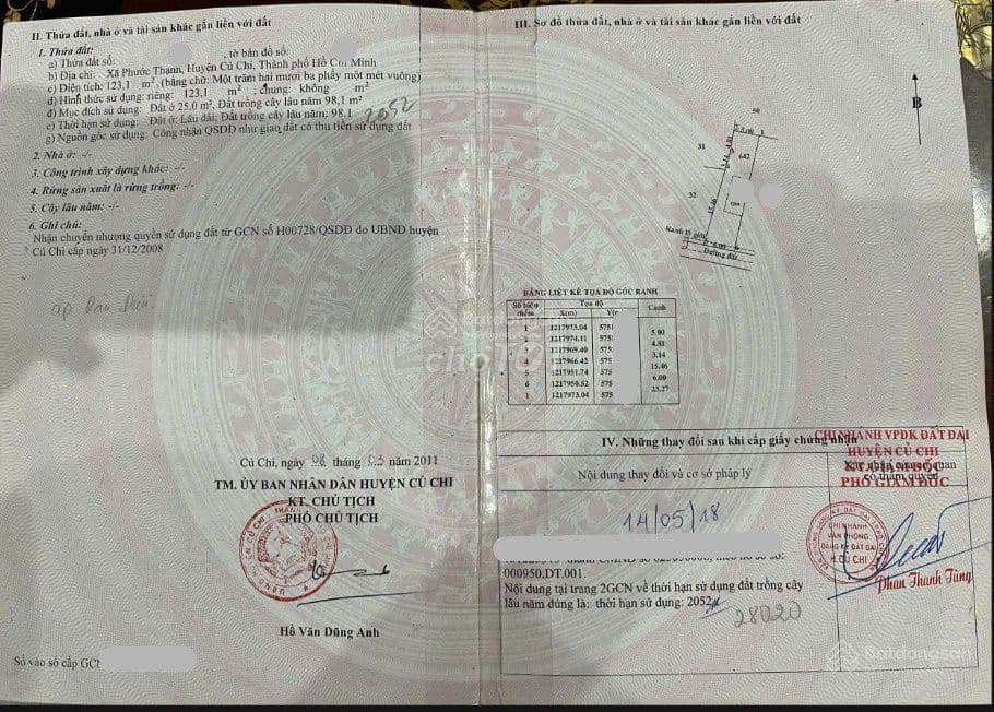 CHỦ CẦN BÁN ĐẤT ĐƯỜNG CÂY TRÔM MỸ KHÁNH PHƯỚC THẠNH CỦ CHI 123M2 780TR - Ảnh 3