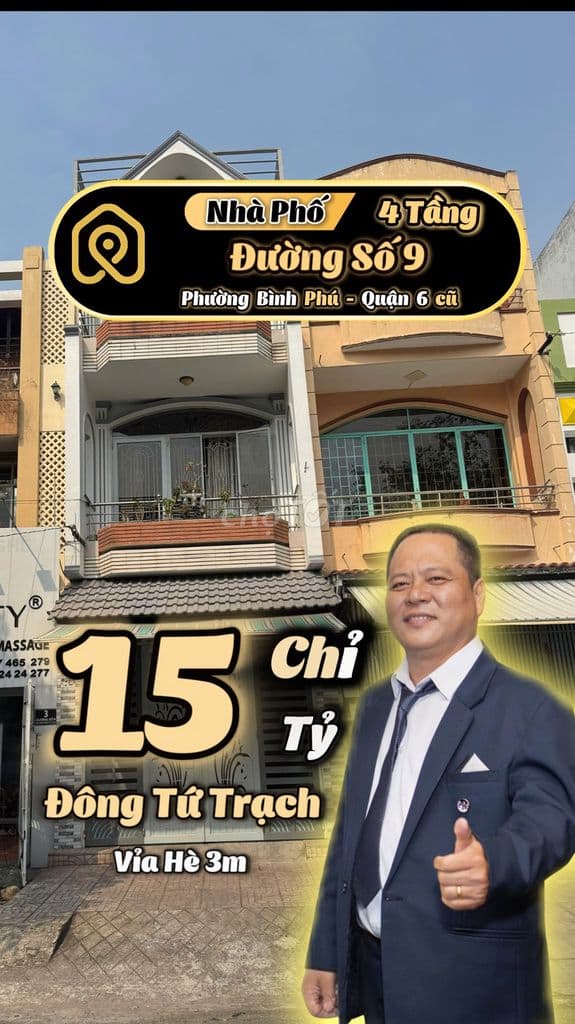 💎 NHÀ 4 TẦNG – MẶT TIỀN ĐƯỜNG SỐ 9 – BÌNH PHÚ QUẬN 6