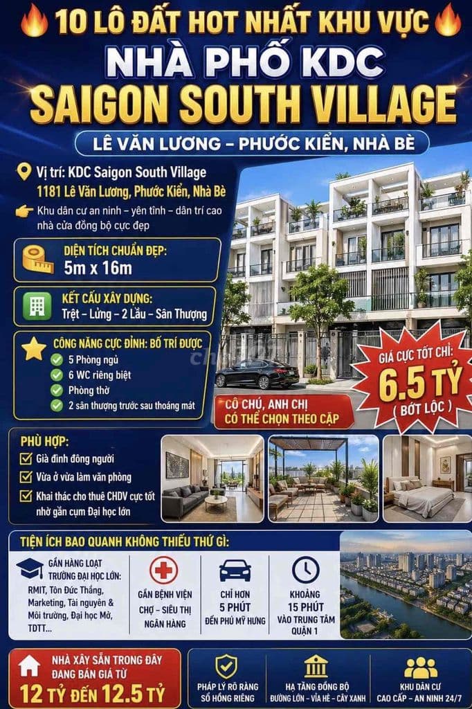 Hàng VIP 5x16- Chỉ 6 TỶ 5- KDC SAIGON SOUTH