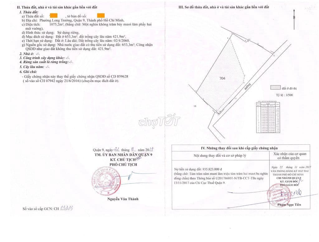 Bán đất 1075m2 tại 68 đường Võ Văn Hát, Long Trường, Q9, TP.HCM - Ảnh 2