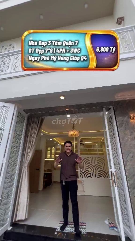 Bán Nhà Mới Xây 3 Tấm 7x6m Kề Phú Mỹ Hưng, 4PN, Giáp Quận 4