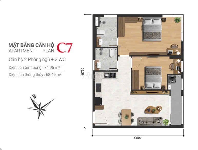 Bán 2PN căn góc tầng penthouse Happy One Sora 75.5m2 Linh Xuân Thủ Đức - Ảnh 3