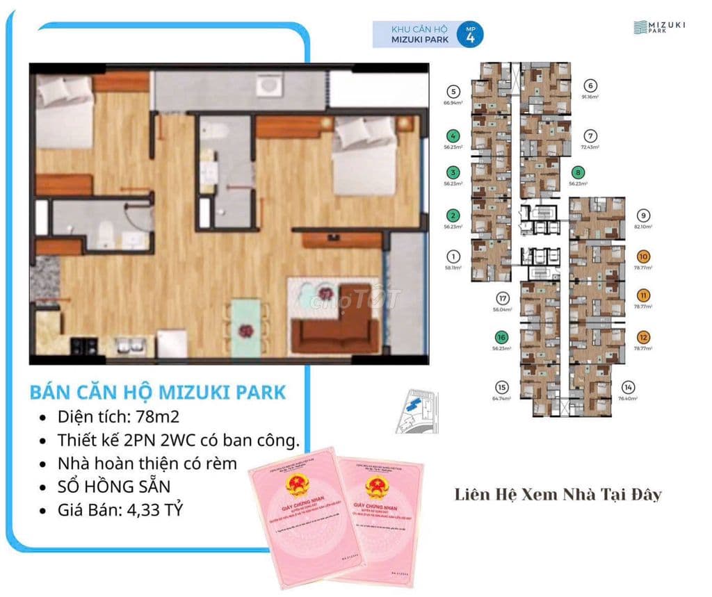 Bán căn hộ Mizuki Park | 78m2 2PN 2WC | Sổ Hồng Sẵn | Nhà Mới - Ảnh 2