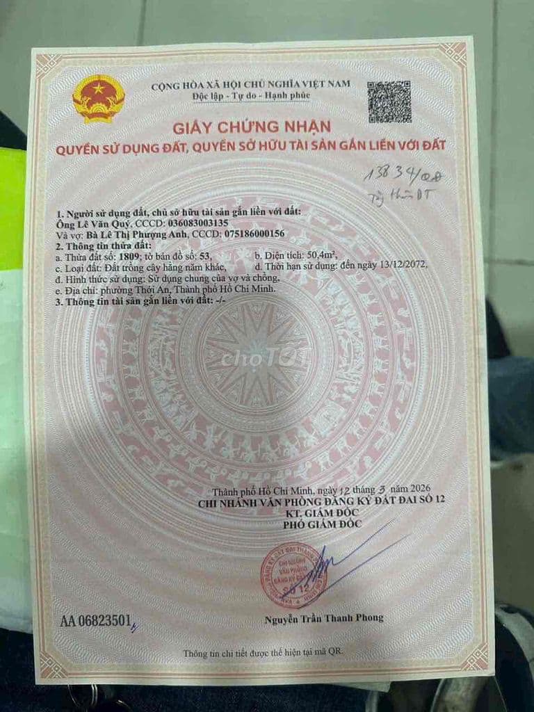 2 tỷ 850 bán đất Thổ cư Thạnh Xuân 52 đường xe hơi - Ảnh 2