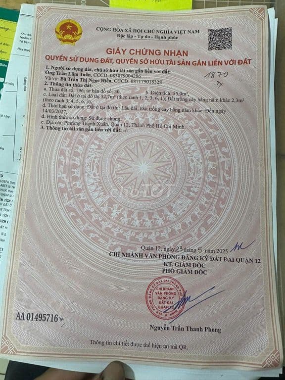 Cần Bán Nhanh Lô Đất Khu Phân Lô Đồng Bộ Vị Trí Tại Quận 12, TP HCM