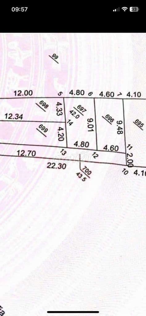 Bán ĐẤT AN THƯỢNG. Mặt tiền 4.8m. Sát HV chính sách. 42m2. 3 tỷ 9