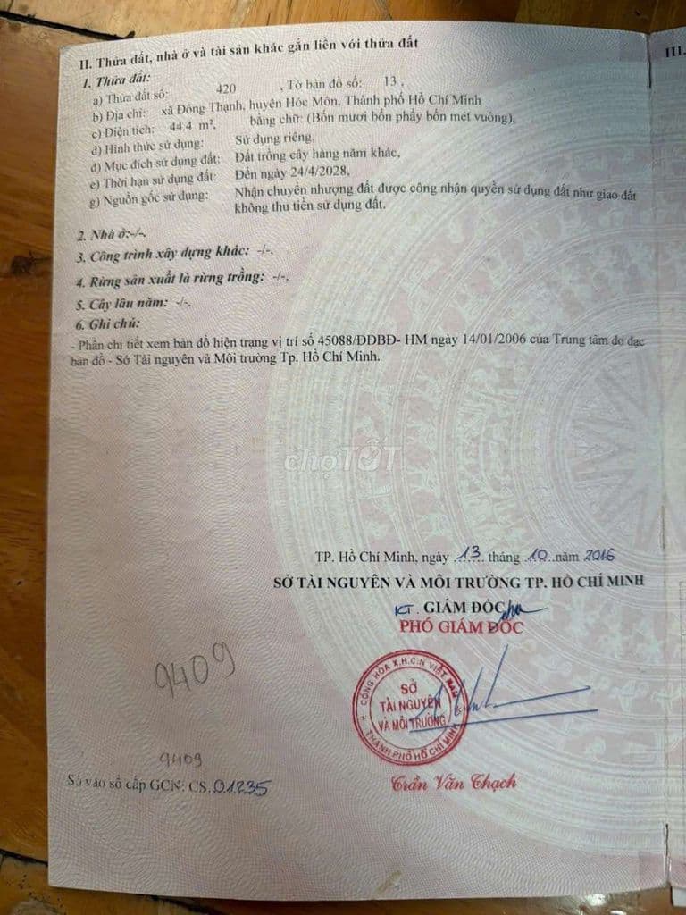 ĐẤT ĐƯỜNG ĐÔNG THẠNH 1, DT:44m2, SỔ HỒNG RIÊNG, SAT CHỢ GẤU