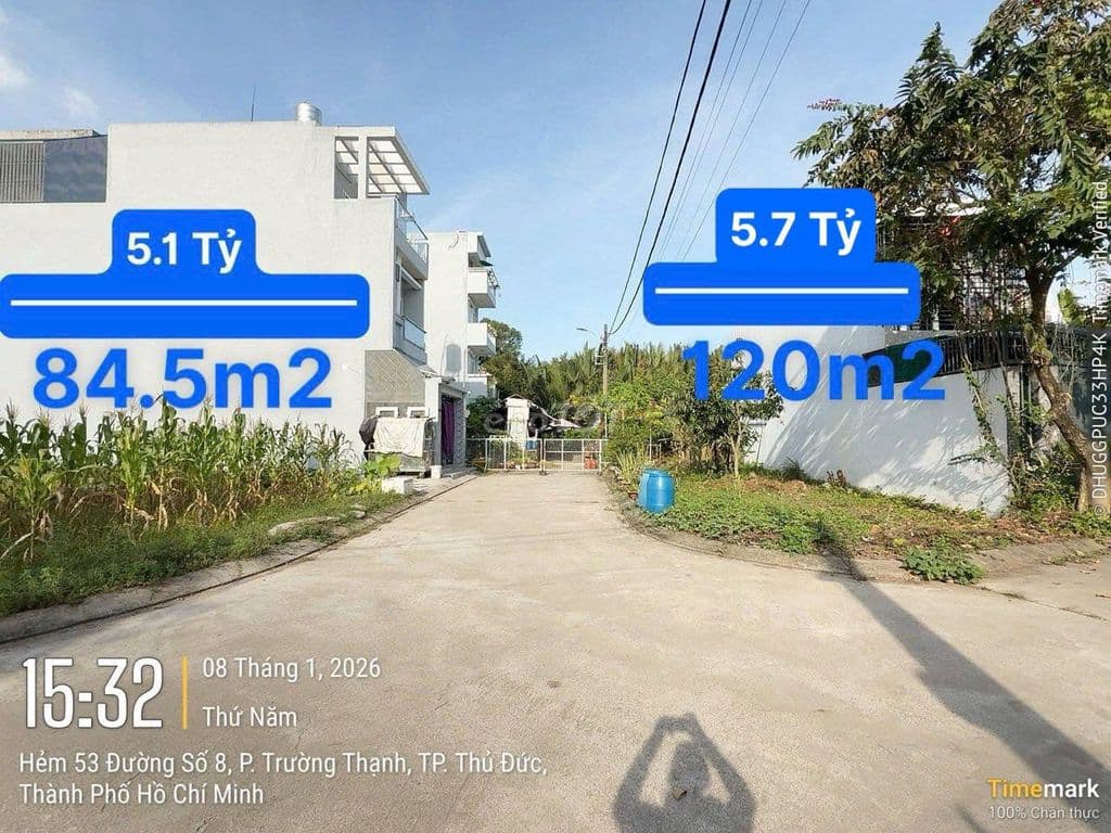 NỀN GÓC 2 MẶT TIỀN HẺM 53 ĐƯỜNG 8 - VIEW HƯỚNG SÔNG 5,7 TỶ/120M2 - Ảnh 2