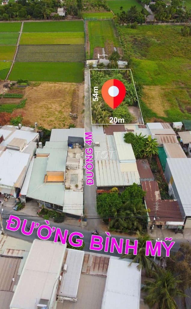 Bán đất 1100m mặt tiền 54m x 20m đường xe tải cách đường Bình Mỹ 30m