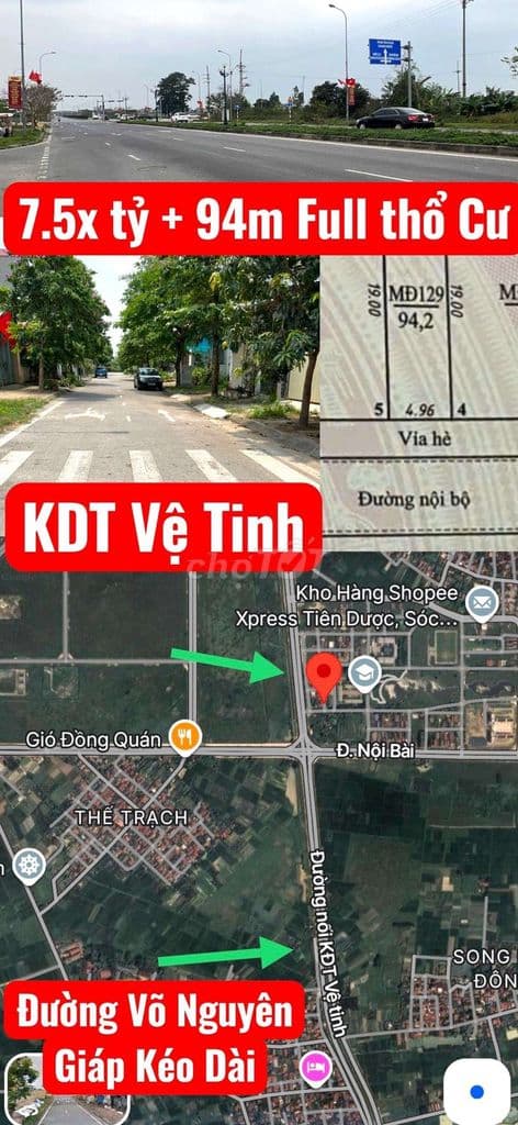 7.5cty có ngay lô 94m full thổ cư KDT Vệ Tinh Sóc Sơn gần vin Đông Anh