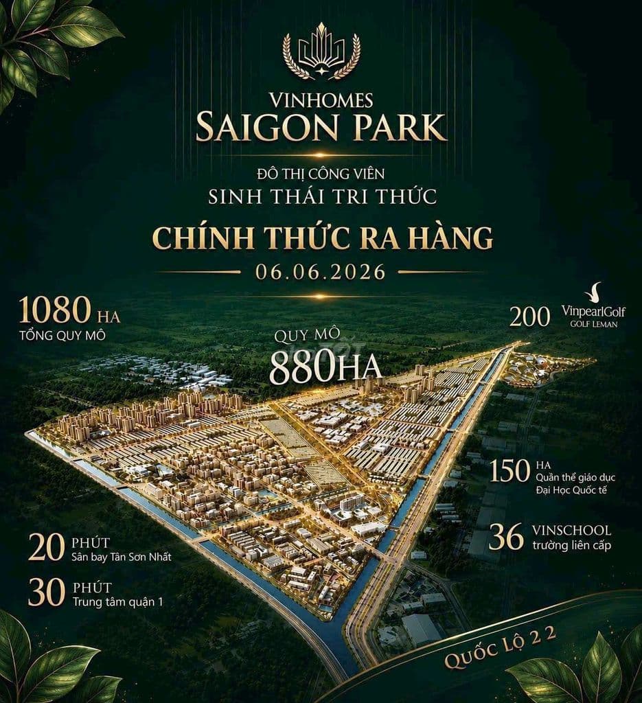 Vinhomes sài gòn park ,mở bán Biệt thự, nhà phố, đợt 1 ngày 6/6/2026