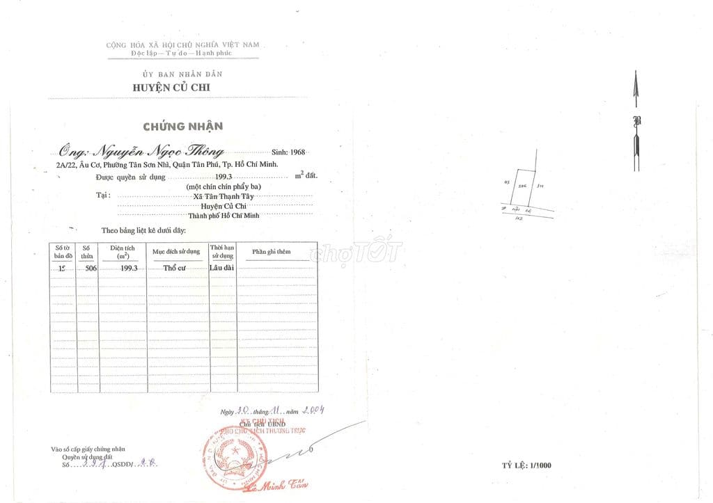 Bán đất thổ cư tại Củ Chi