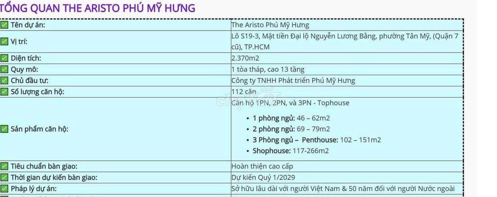 🔥THE ARISTO Phú Mỹ Hưng➡️ Dự kiến 120-150 Tr/m2 🎉 - Ảnh 2