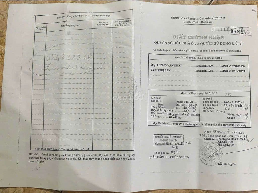 NHÀ SỔHỒNGRIÊNG 80M2 ĐƯỜNG TTH20,PHƯỜNG TÂN THỚI HIỆP, Q12.GIÁP GÒ VẤP