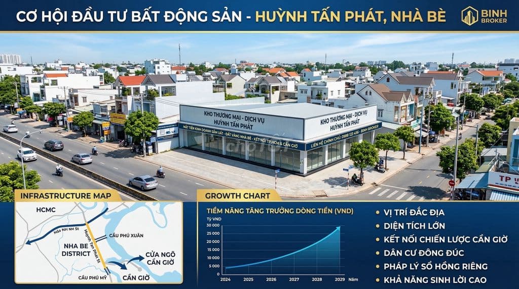 Mặt tiền Huỳnh Tấn Phát Nhà Bè 286m2 giá 25.65 tỷ