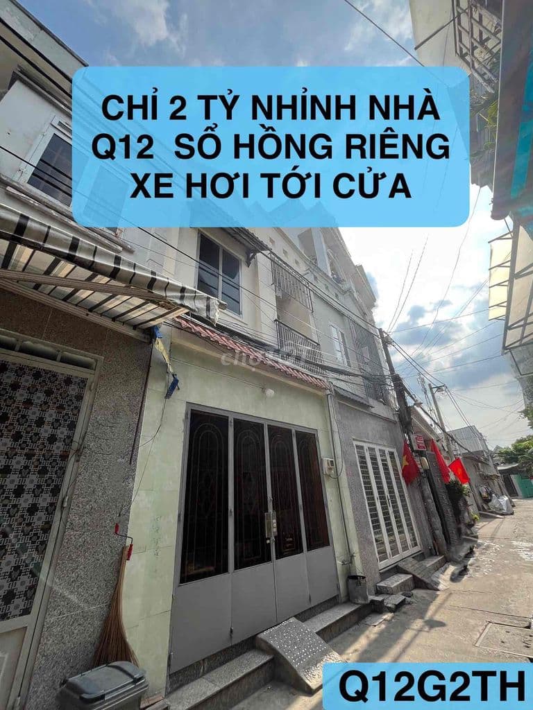 🌹💐NHÀ 1 XẸT NGẮN 2 TẦNG HẺM XE HƠI TỚI CỬA Q12 CHỈ 2 TỶ NHỈNH CÒN TL