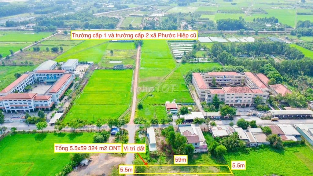 Bán đất xã Phước Hiệp gần nhiều tiện ích 5.5x59 ONT. Giá 2,450 tỷ