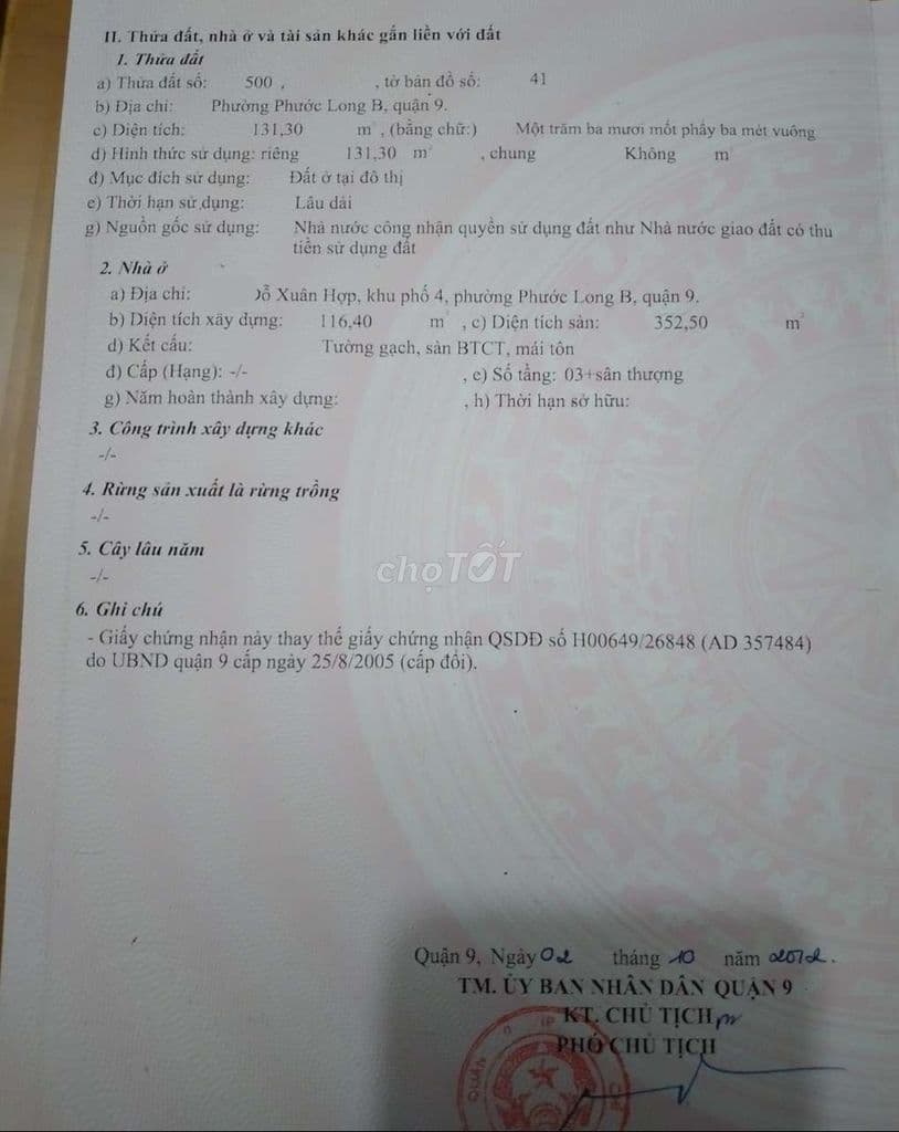 Bán nhà mặt tiền 03 tầng đường Đỗ Xuân Hợp P. Phước Long Tp Thủ Đức