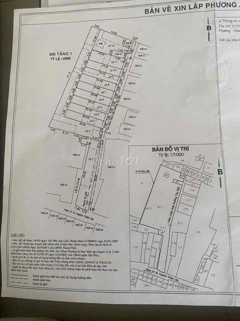 Bán Lô đất 4x25m hẻm Huỳnh Thiện Lộc - Tân Phú. Giá 6.7 tỷ lô - Ảnh 2
